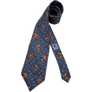 ANDRÉ CLAUDE CANOVA Gray/Blue Licornes Silk LUXURY Tie HANDMADE ITALY